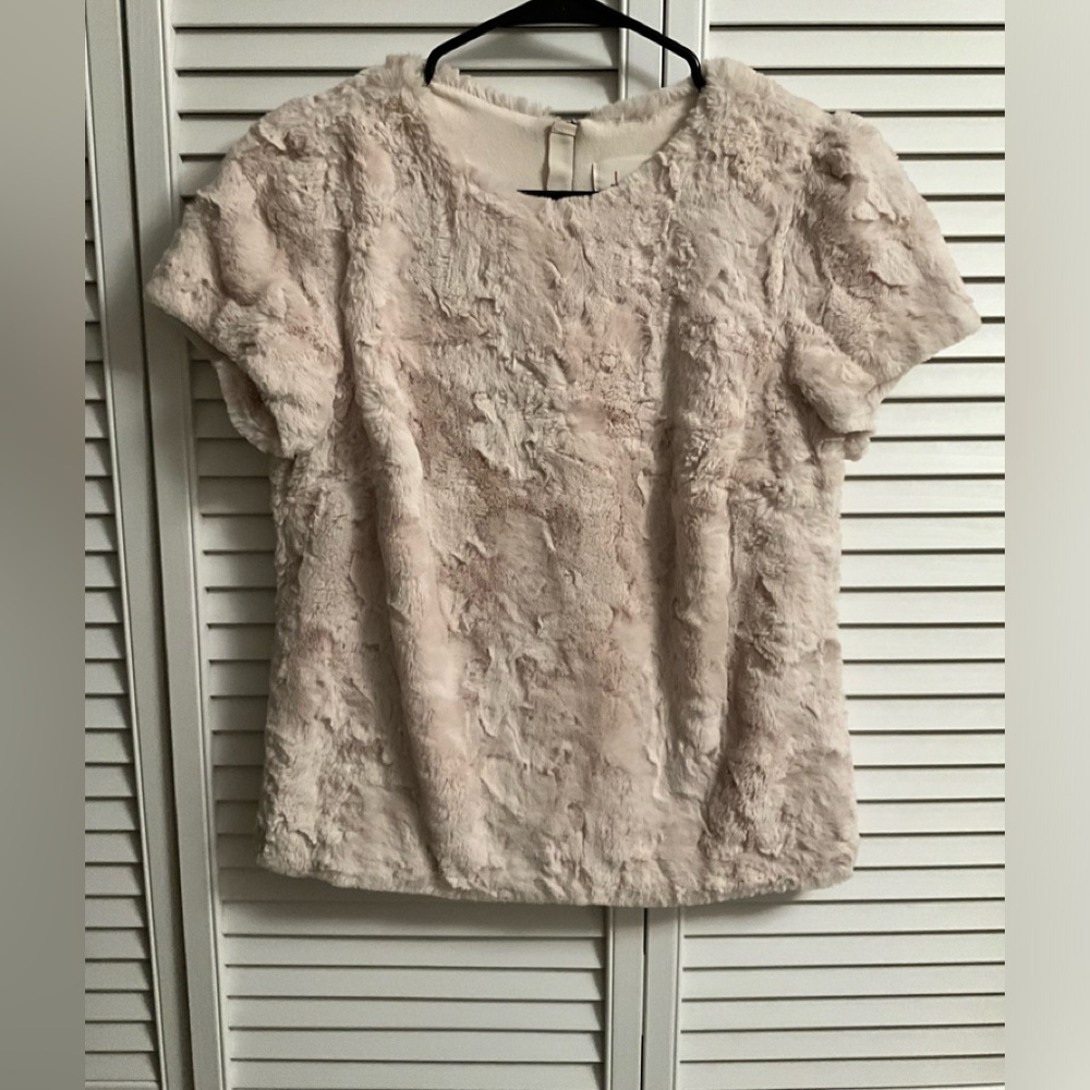Faux Fur Cream Anthropologie Top - XS